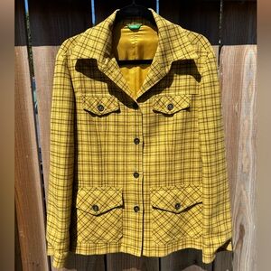 United Colors Of Benetton vintage 1970 Mustard Plaid Jacket - size 42 EU